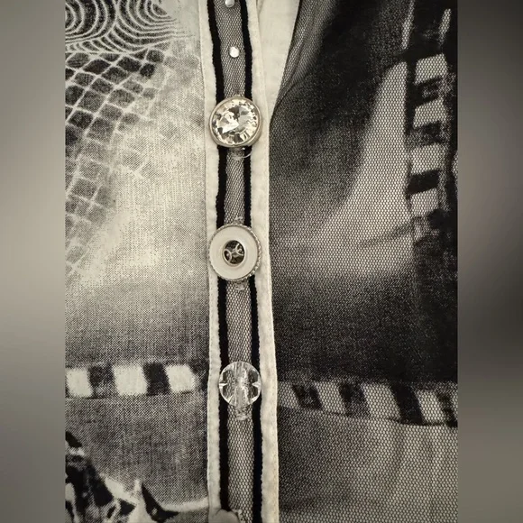 Tango Mango Collection Art-to-Wear Patchwork Embellished Tunic Shirt Small - Picture 5 of 13